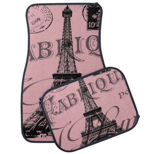 romantic pink french vintage paris eiffel tower car floor mat