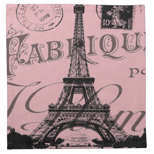 romantic pink french vintage paris eiffel tower cloth napkin