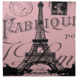 romantic pink french vintage paris eiffel tower cloth napkin