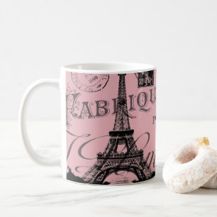 romantic pink french vintage paris eiffel tower coffee mug