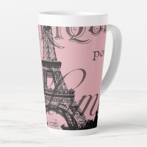 romantic pink french vintage paris eiffel tower latte mug