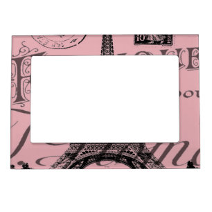 romantic pink french vintage paris eiffel tower magnetic frame