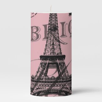 romantic pink french vintage paris eiffel tower pillar candle