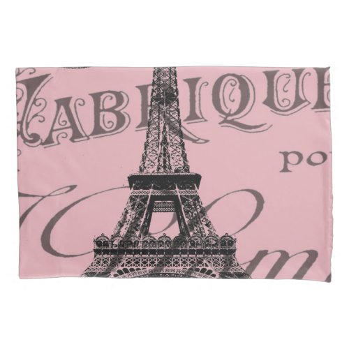 romantic pink french vintage paris eiffel tower pillow case