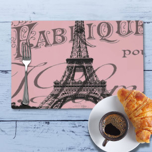 romantic pink french vintage paris eiffel tower placemat