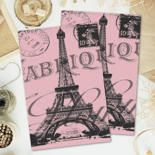 romantic pink french vintage paris eiffel tower tissue paper