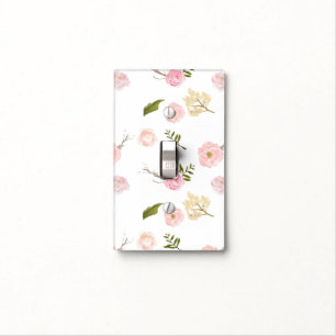 Romantic Pink Garden Watercolor Floral Light Switch Cover