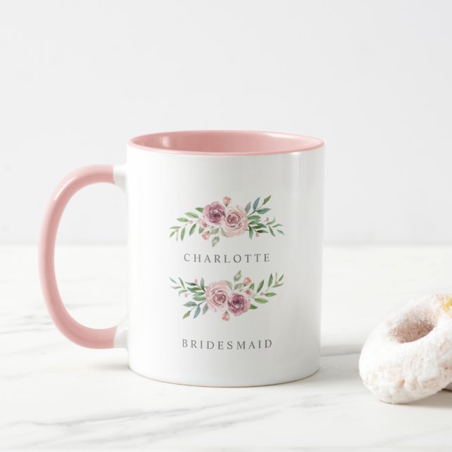 Romantic Pink Garland for Bridesmaids Mug (With Donut)