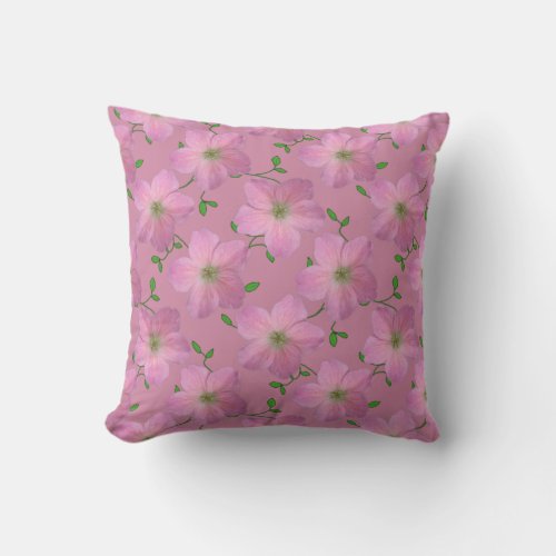 Romantic Pink Geranium Flower on any Color Throw Pillow