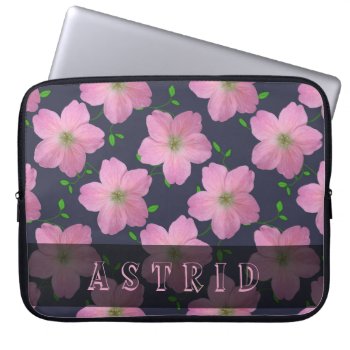 Romantic Pink Geranium Flowers On Any Color Laptop Sleeve by KreaturFlora at Zazzle