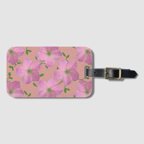 Romantic Pink Geranium Flowers on any Color Luggage Tag