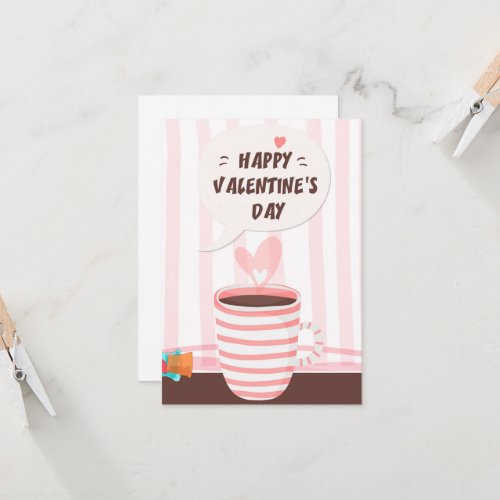 Romantic Pink Graffiti Love Cup Valentines Day Card