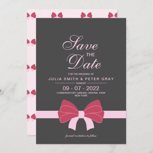 Romantic Pink  Gray Wedding Save The Date Invitation