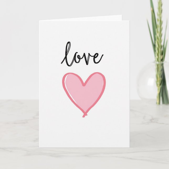 Romantic Pink Hand Drawn Love Card (Front)
