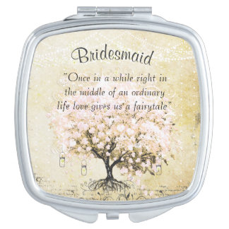 Romantic Pink Hearleaf Tree Wedding Quote Makeup Mirror