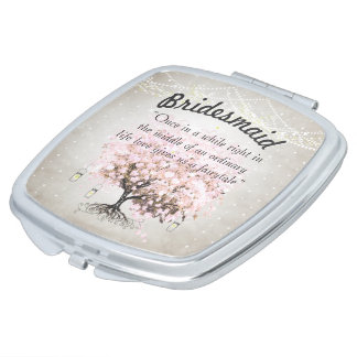 Romantic Pink Hearleaf Tree Wedding Quote Makeup Mirror