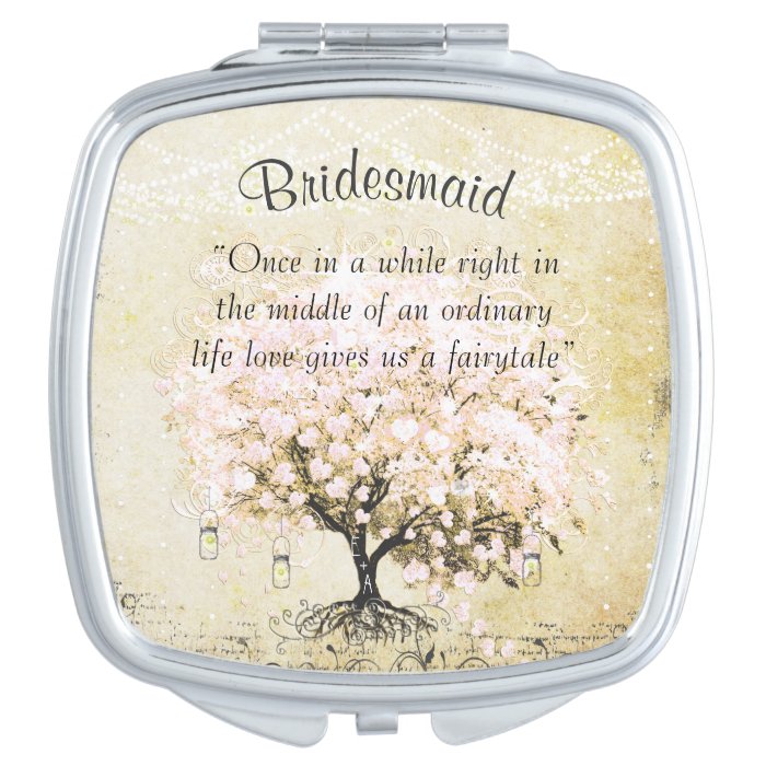 Romantic Pink Hearleaf Tree Wedding Quote Travel Mirror