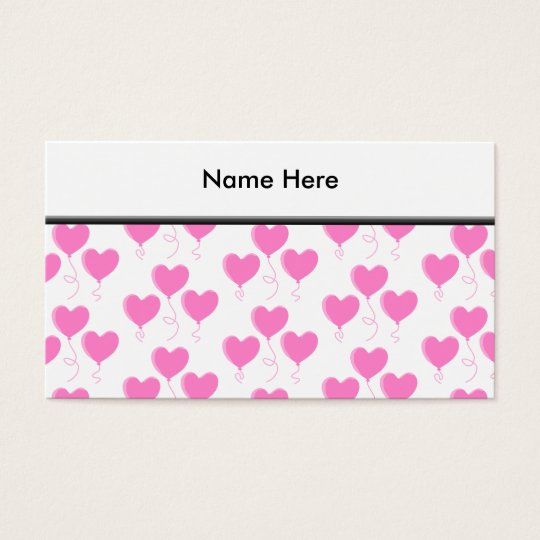 Romantic Pink Heart Balloons Pattern. Business Card