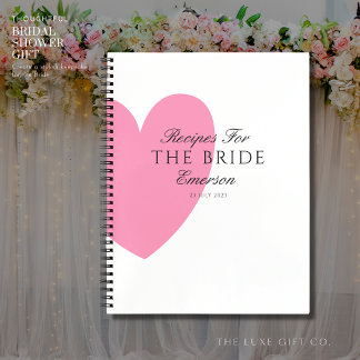 Romantic Pink Heart Bridal Shower Gift Recipe Book