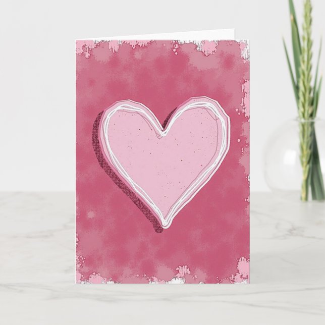 Romantic Pink Heart Card (Front)