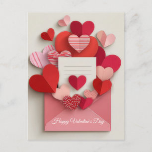 Romantic Pink Heart Envelope Valentine’s Day Card