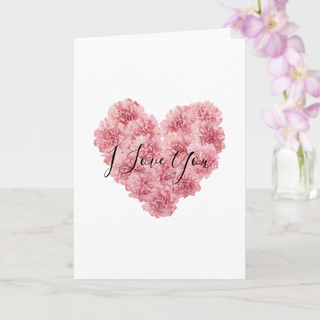 Romantic Pink Heart Flower Valentine's Day Love Card (Orchid)