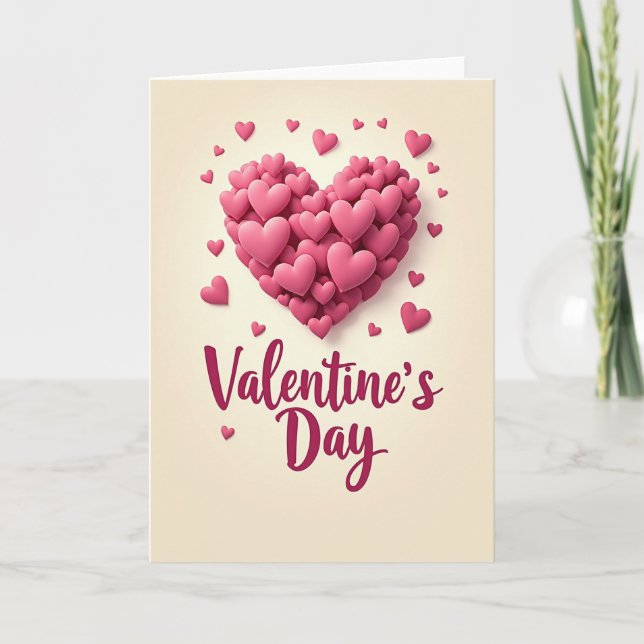 Romantic Pink Heart Love Card (Front)