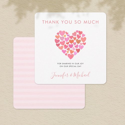 Romantic Pink Heart Thank you card