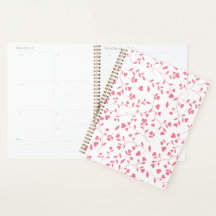 Romantic Pink Heart Vines White Pattern