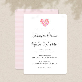 Romantic Pink Heart Wedding Invitation