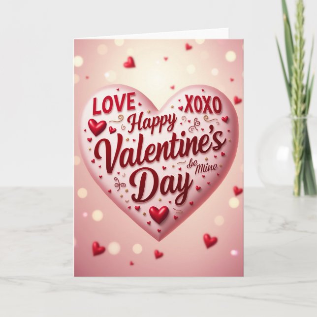 Romantic Pink Hearts Card (Front)