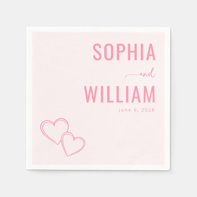 Romantic Pink Hearts Napkins (Front)