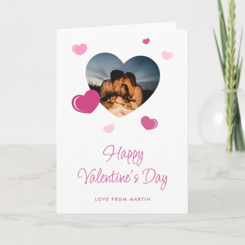 Romantic Pink Hearts Photo Valentines Day Card