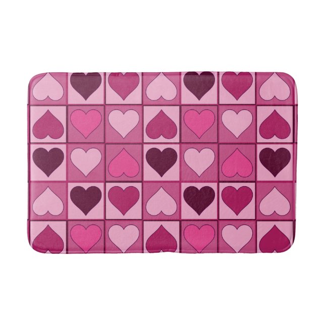 Romantic Pink Hearts Up and Down Bathroom Mat (Front)