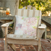 Romantic pink Hydrangea & custom monogram / text Throw Pillow (Chair)
