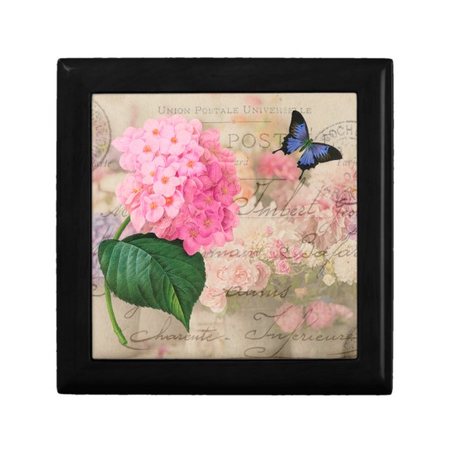 Romantic Pink Hydrangea Keepsake Box (Front)