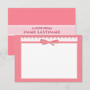Romantic Pink Lace & Bow – Girly Gift for Her Note Card