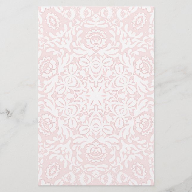 Romantic Pink Lace Floral Stationery (Front)