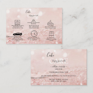 Romantic pink light effect glitter Cake Care  Busi Business Card