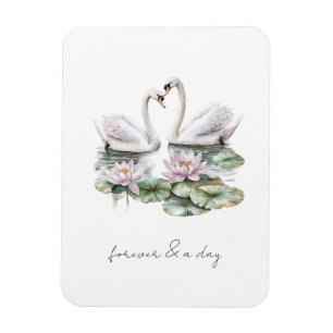 Romantic Pink Lotus Floral Swans Forever Love Magnet