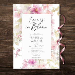 Romantic Pink Love In Bloom Floral Bridal Shower Invitation
