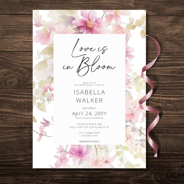 Romantic Pink Love In Bloom Floral Bridal Shower Invitation (Romantic Pink Love In Bloom Floral Bridal Shower Invitation)