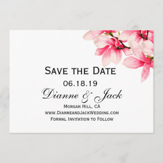 Romantic Pink Magnolia Wedding Save the Date