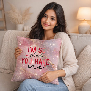 Romantic Pink Marble Throw Pillow