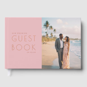 Romantic Pink Minimalist Photo Foil Guest Book