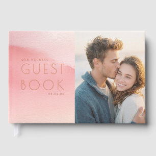 Romantic Pink Minimalist Photo Foil Guest Book