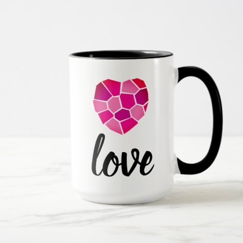 Romantic pink mosaic love heart coffee mug