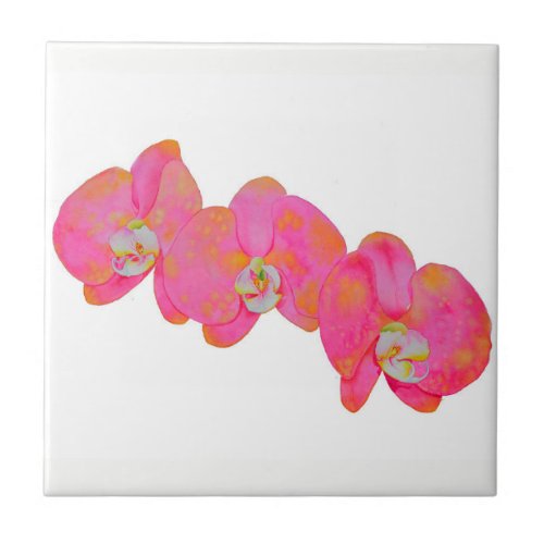 Romantic Pink Orchid watercolor painting  Ceramic Tile