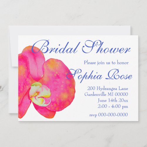 Romantic Pink Orchid watercolor painting  Invitation