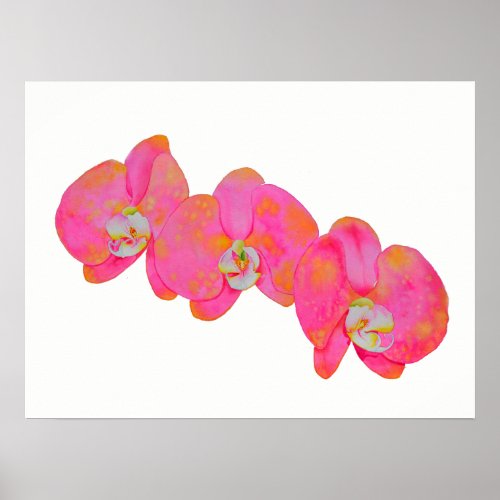 Romantic Pink Orchid watercolor painting  Poster